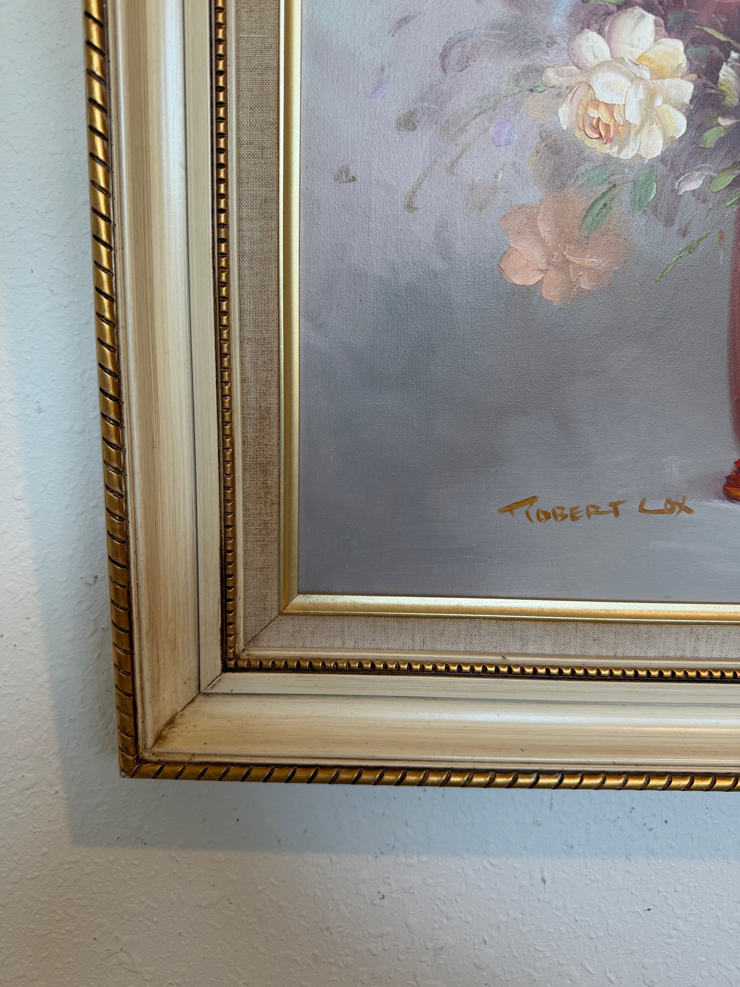 Signed Floral Still Life Oil Painting Robert Cox (1934–2001) Vintage Framed Art