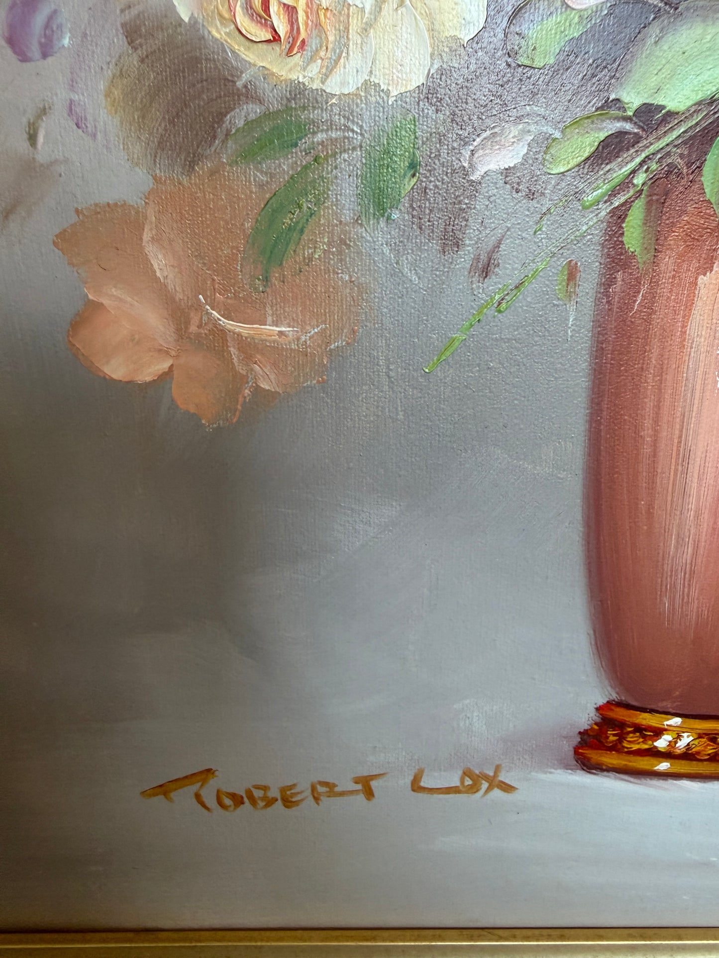 Signed Floral Still Life Oil Painting Robert Cox (1934–2001) Vintage Framed Art