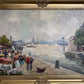 Oil painting on canvas, European Flower Market Scene, Signed R.Kardau, framed