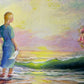 Artist Dobritsin Oil painting on canvas, seascape, "At Dawn" Gold Frame