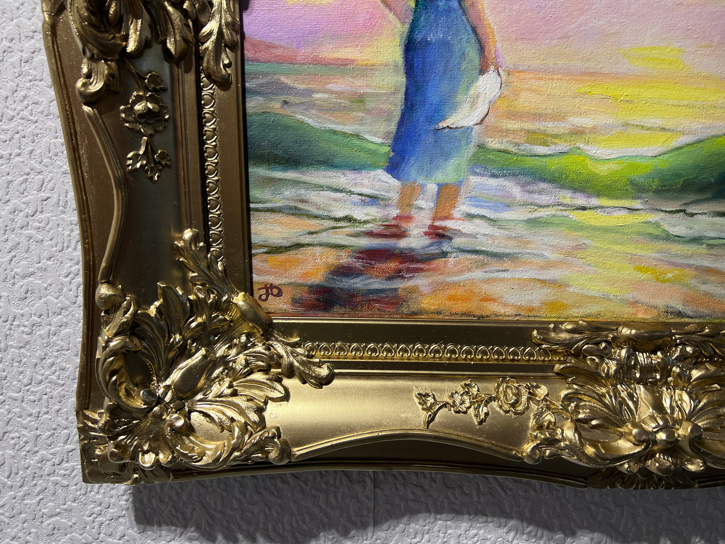 Artist Dobritsin Oil painting on canvas, seascape, "At Dawn" Gold Frame