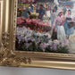 Oil painting on canvas, European Flower Market Scene, Signed R.Kardau, framed