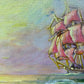 Artist Dobritsin Oil painting on canvas, seascape, "At Dawn" Gold Frame