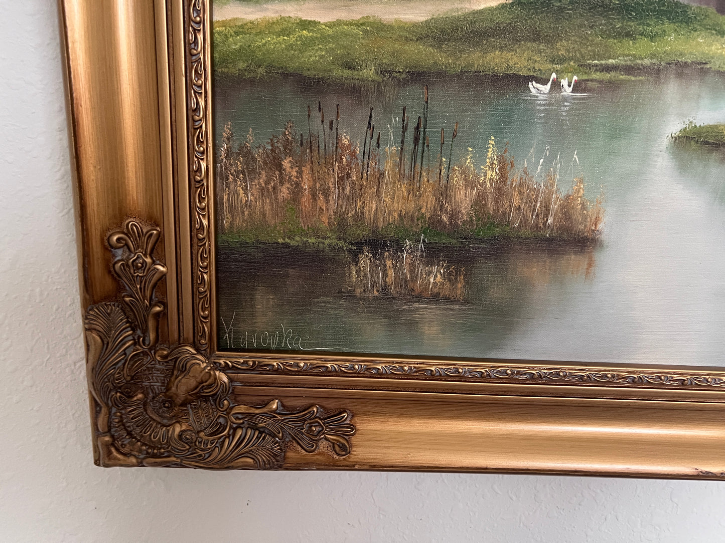 Original Oil painting on canvas, Castle, Landscape, Signed C. Karopka, framed