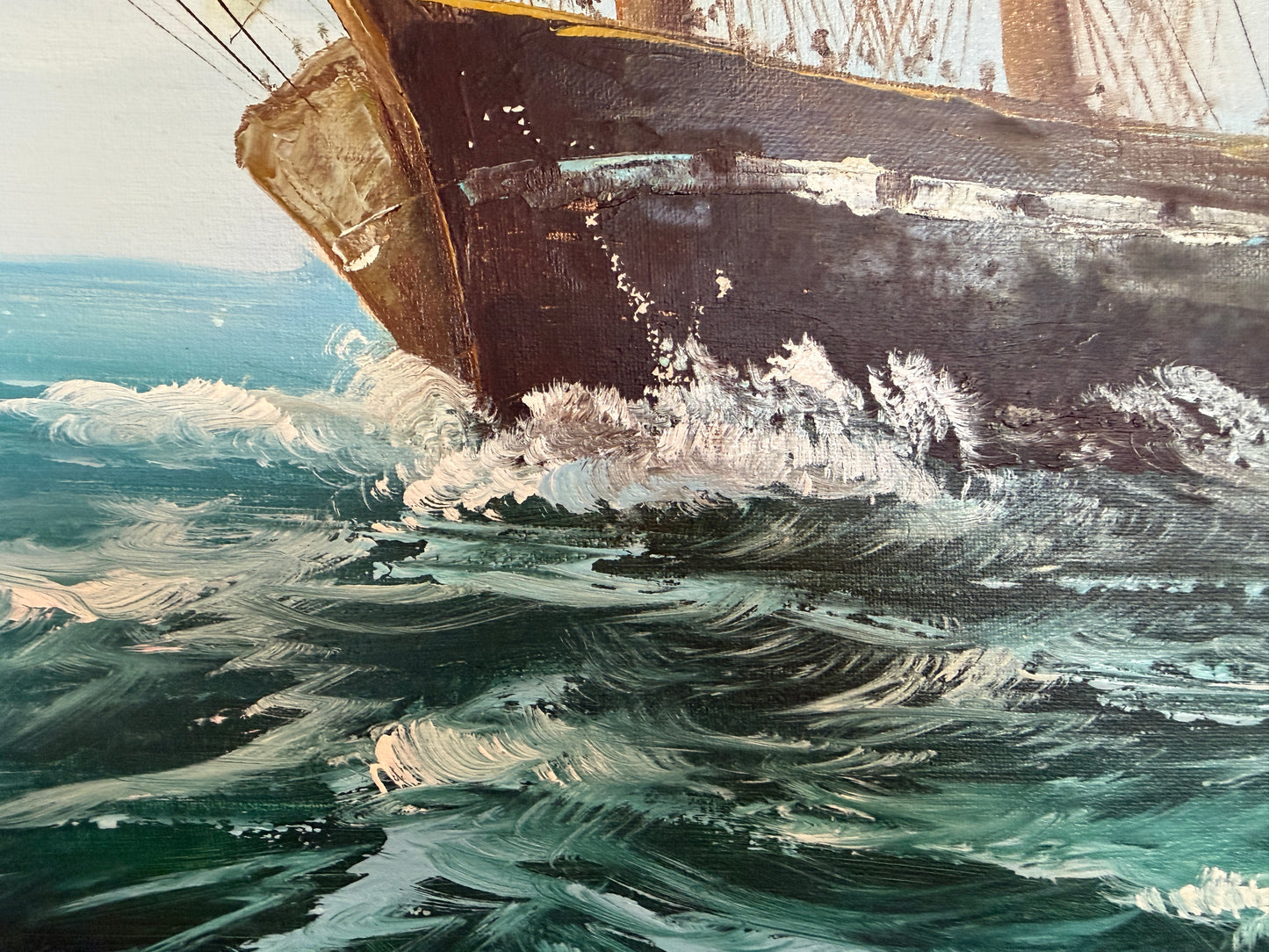 Charley - Original Marine Oil Painting Tall Ship on Open Sea Nautical Seascape