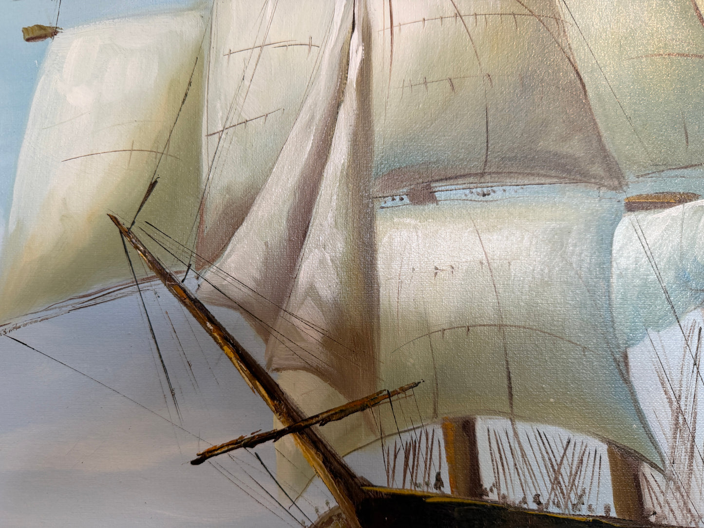 Charley - Original Marine Oil Painting Tall Ship on Open Sea Nautical Seascape