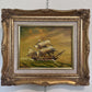 Louis Original Oil on Canvas Nautical Painting, Seascape, Ornate Gold Frame