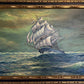 Large Original Oil Painting on Canvas Clipper ship, Seascape, Framed