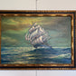 Large Original Oil Painting on Canvas Clipper ship, Seascape, Framed