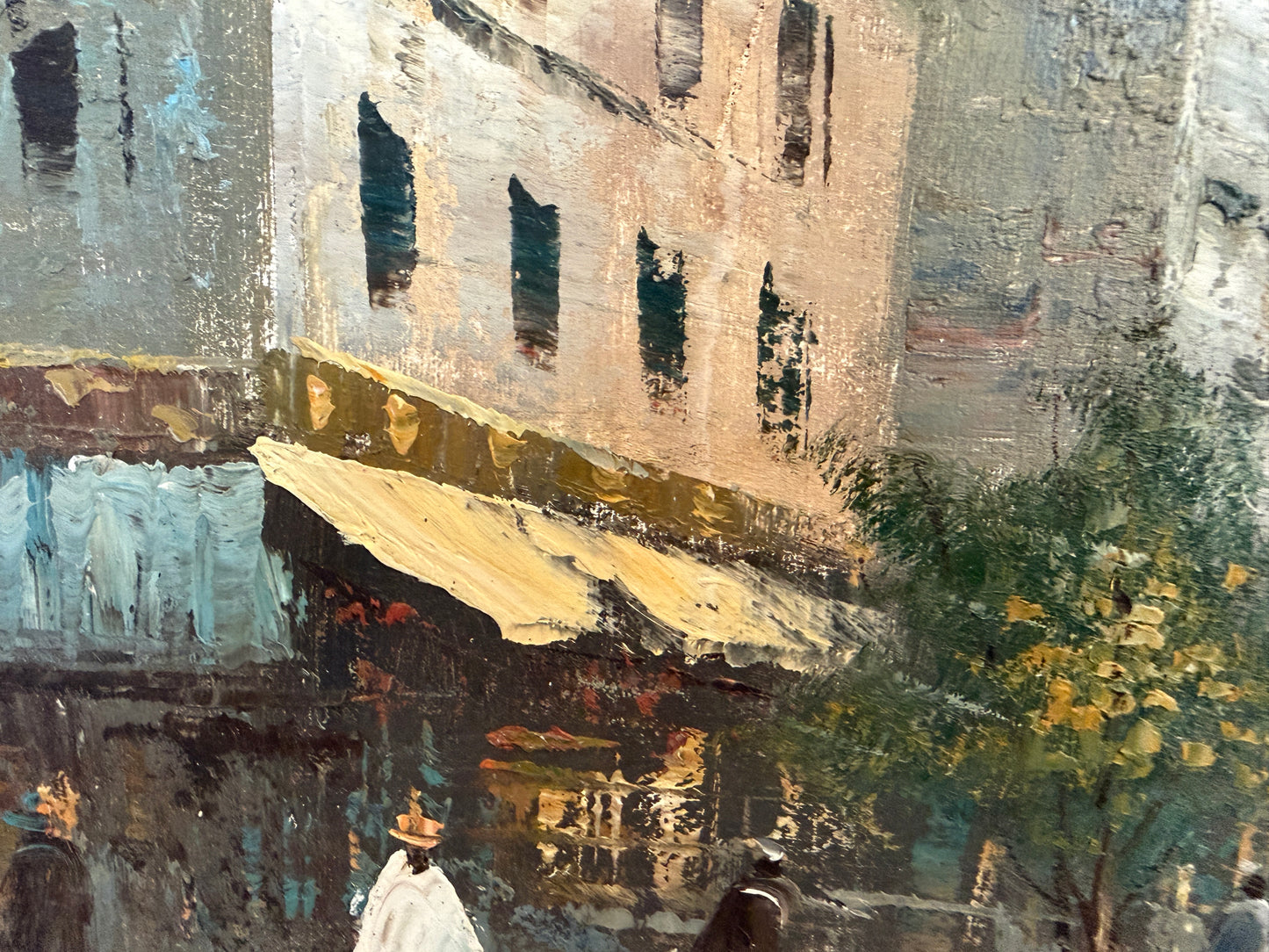 Listed Artist C. Burnett oil painting on canvas, Paris street view Framed Signed