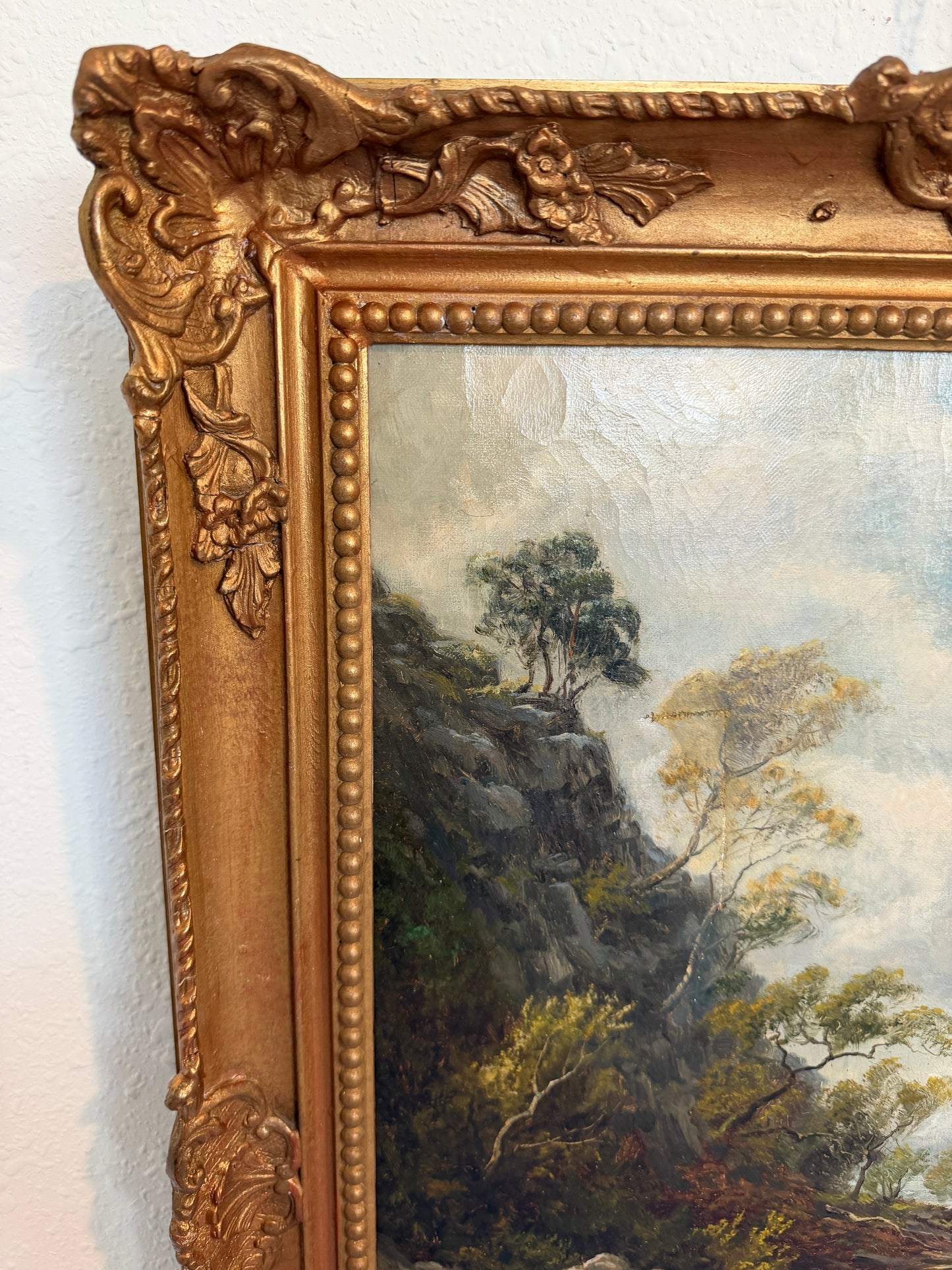 Tom Seymour (British, 1844-1904) Antique Oil on canvas, Landscape, Gilt Frame