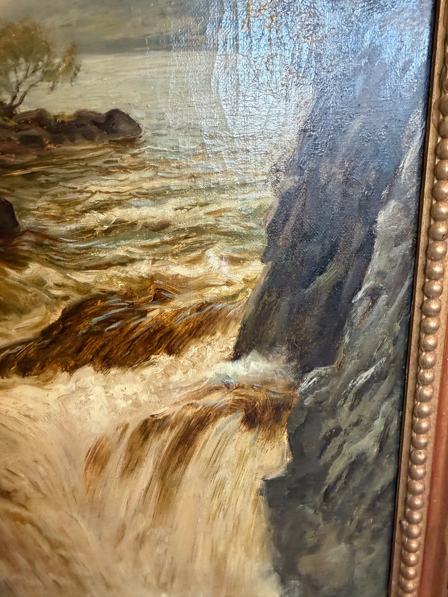 Tom Seymour (British, 1844-1904) Antique Oil on canvas, Landscape, Gilt Frame