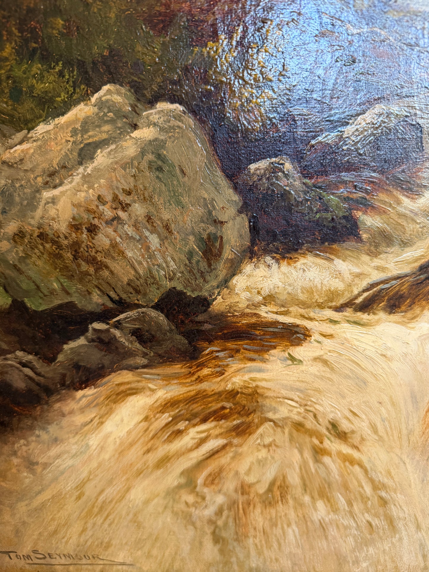 Tom Seymour (British, 1844-1904) Antique Oil on canvas, Landscape, Gilt Frame