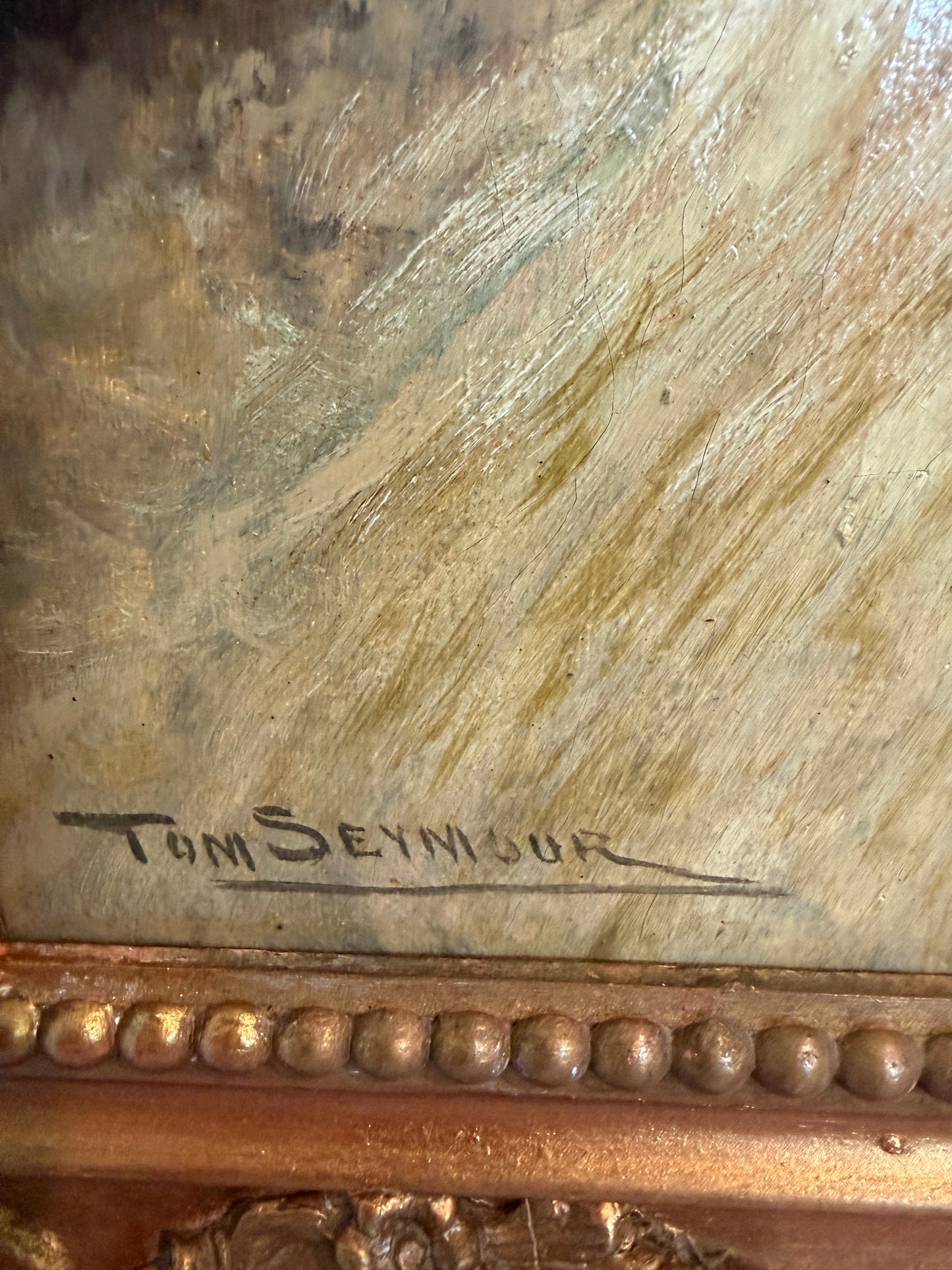 Tom Seymour (British, 1844-1904) Antique Oil on canvas, Landscape, Gilt Frame