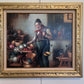 German Artist L.V. Strauss Oil painting on Canvas, Genre Scene, Framed