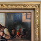 German Artist L.V. Strauss Oil painting on Canvas, Genre Scene, Framed