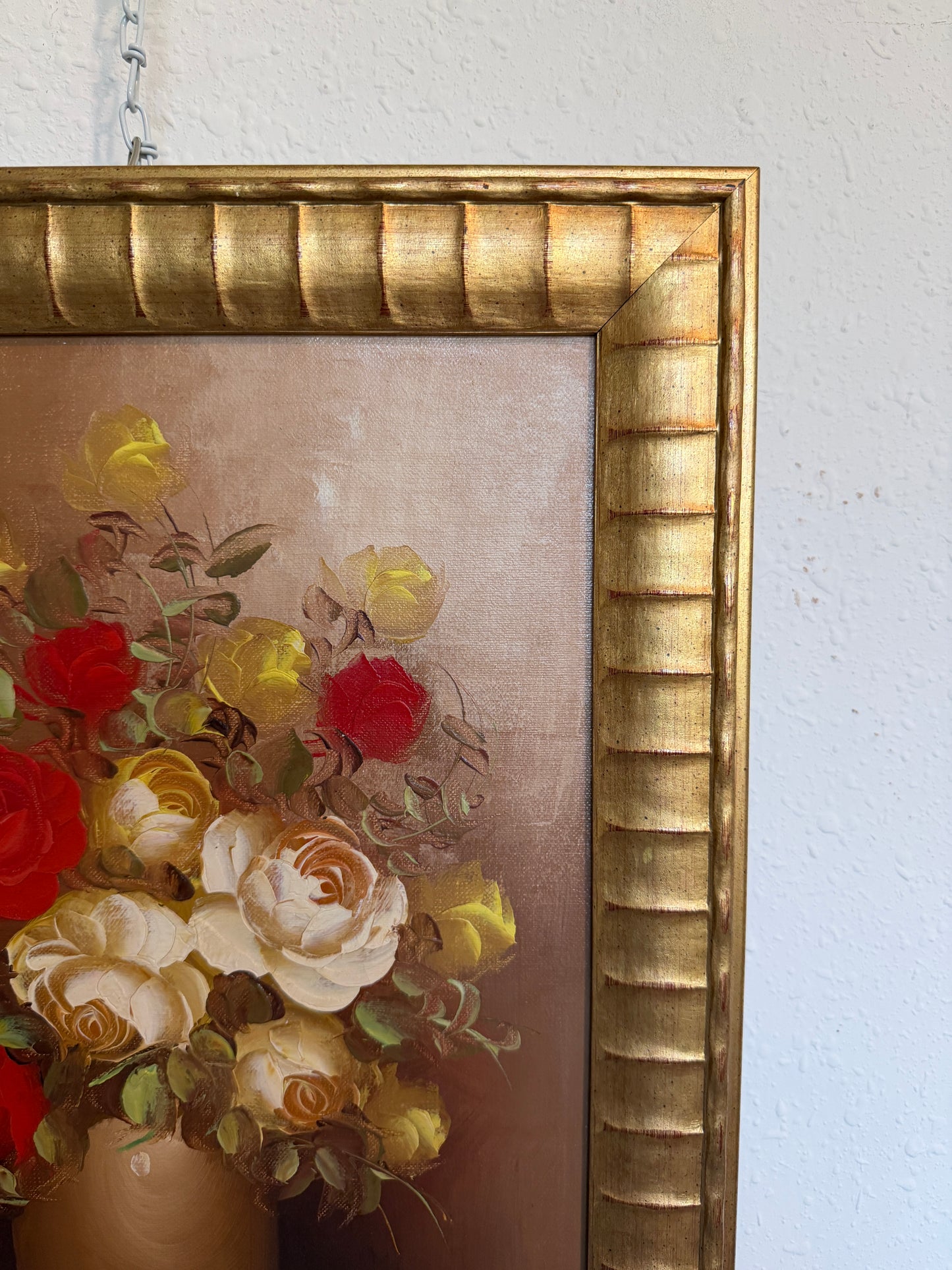 Vintage Floral Still Life Oil Painting Roses Signed Framed Classic Bouquet