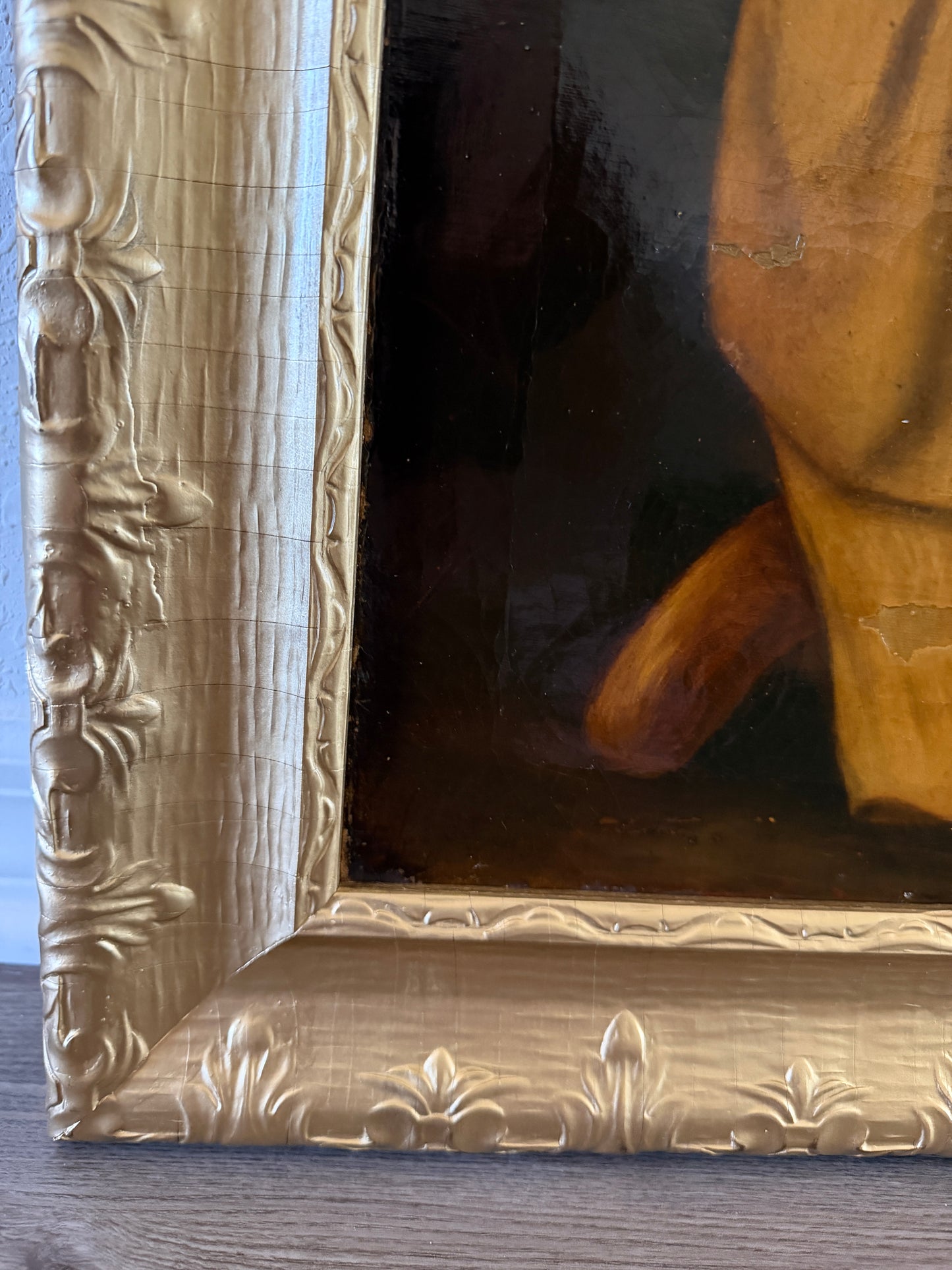 Antique 19c. Oil Painting Monk Portrait by E.C. Edson Gilt Frame Religious Art