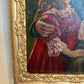 Antique Oil Painting Genre Scene Man With Pipe Child Interior Gilt Frame