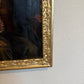 Antique Oil Painting Genre Scene Man With Pipe Child Interior Gilt Frame