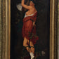 Antique 19c. Original Oil Painting French school Huntress, Signed, Gild Frame