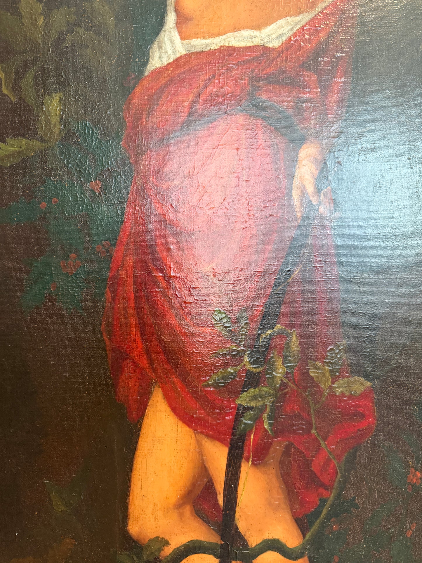 Antique 19c. Original Oil Painting French school Huntress, Signed, Gild Frame