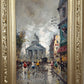 Vintage Paris Street Scene Oil Painting Panthéon Gilt Frame Impressionist