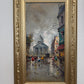 Vintage Paris Street Scene Oil Painting Panthéon Gilt Frame Impressionist
