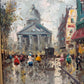 Vintage Paris Street Scene Oil Painting Panthéon Gilt Frame Impressionist