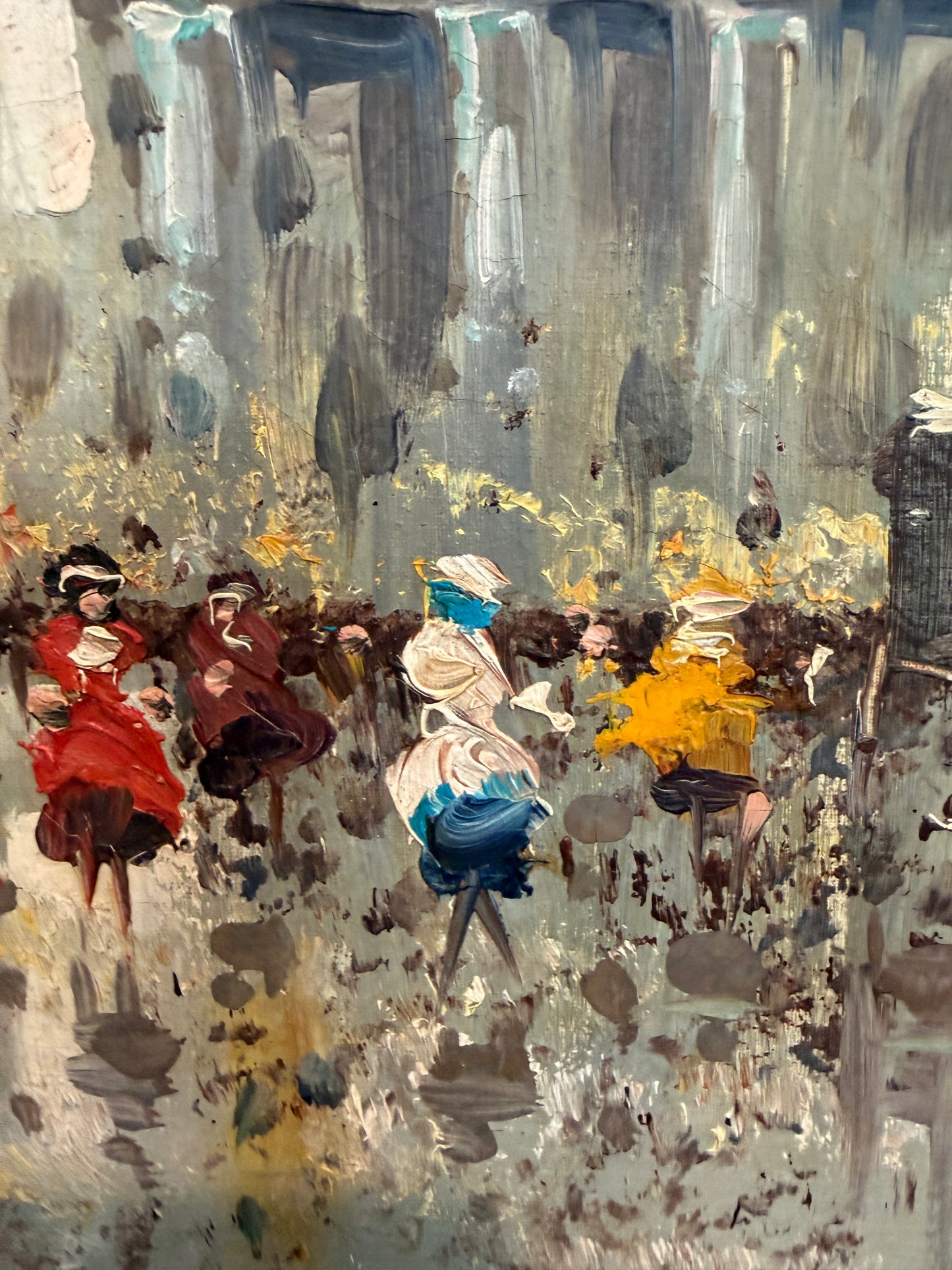 Vintage Paris Street Scene Oil Painting Panthéon Gilt Frame Impressionist