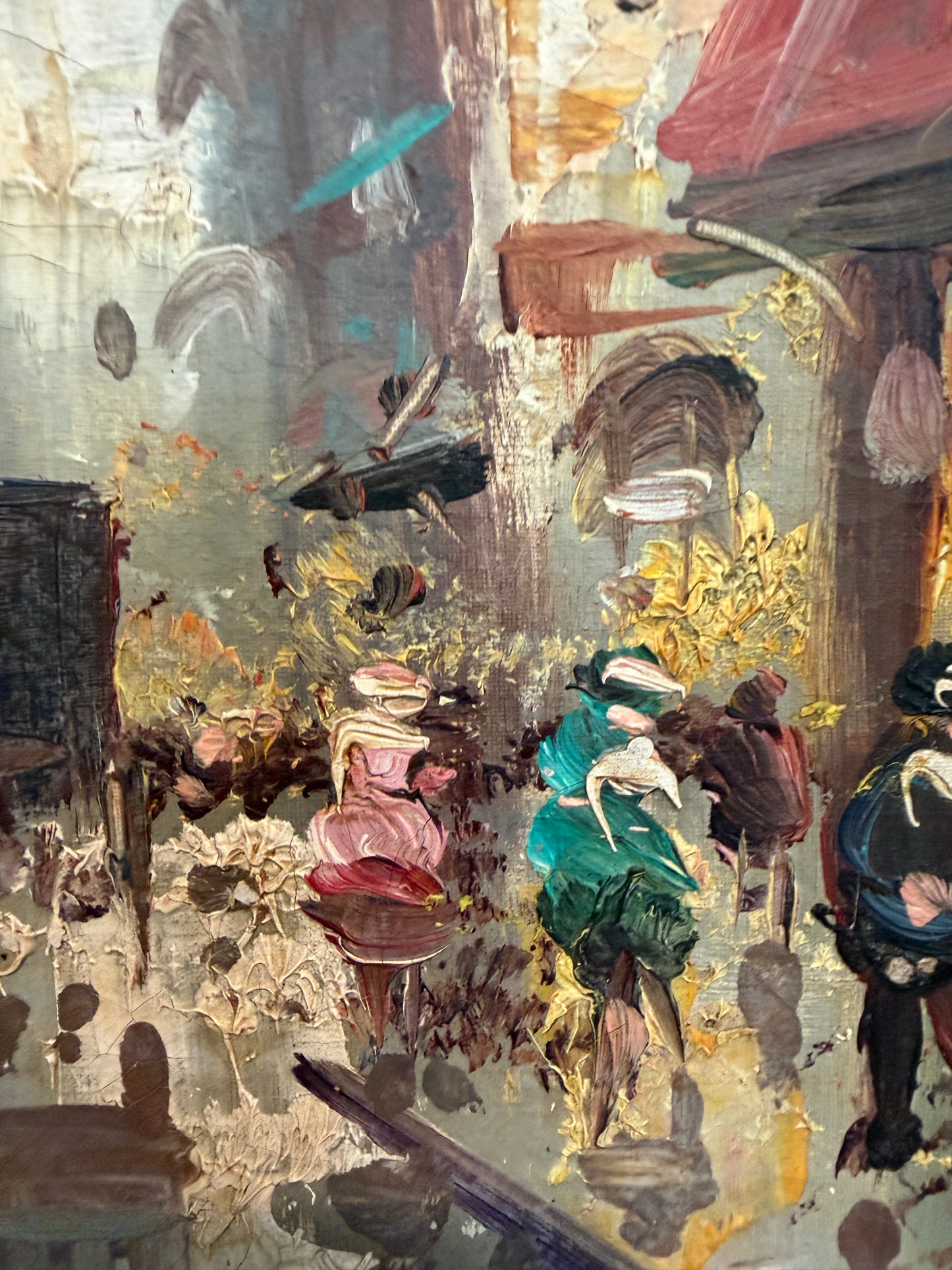 Vintage Paris Street Scene Oil Painting Panthéon Gilt Frame Impressionist