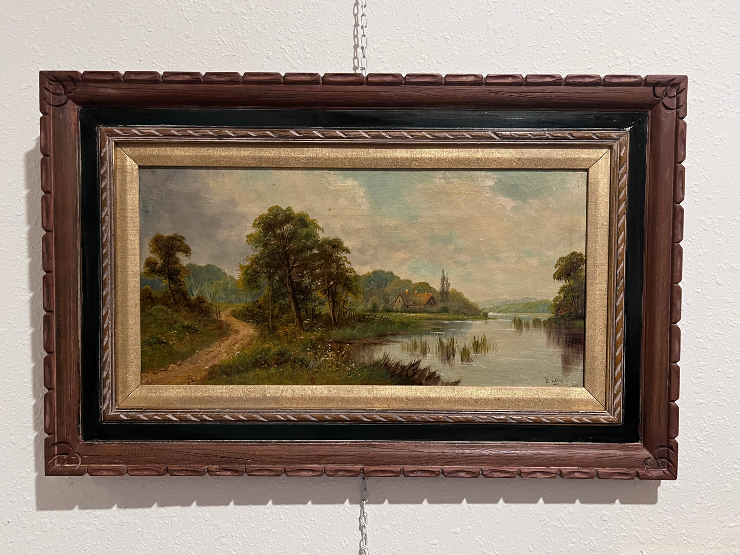 Edwin Cole (British 1868–1935) Antique 19c. Oil painting on canvas, Landscape