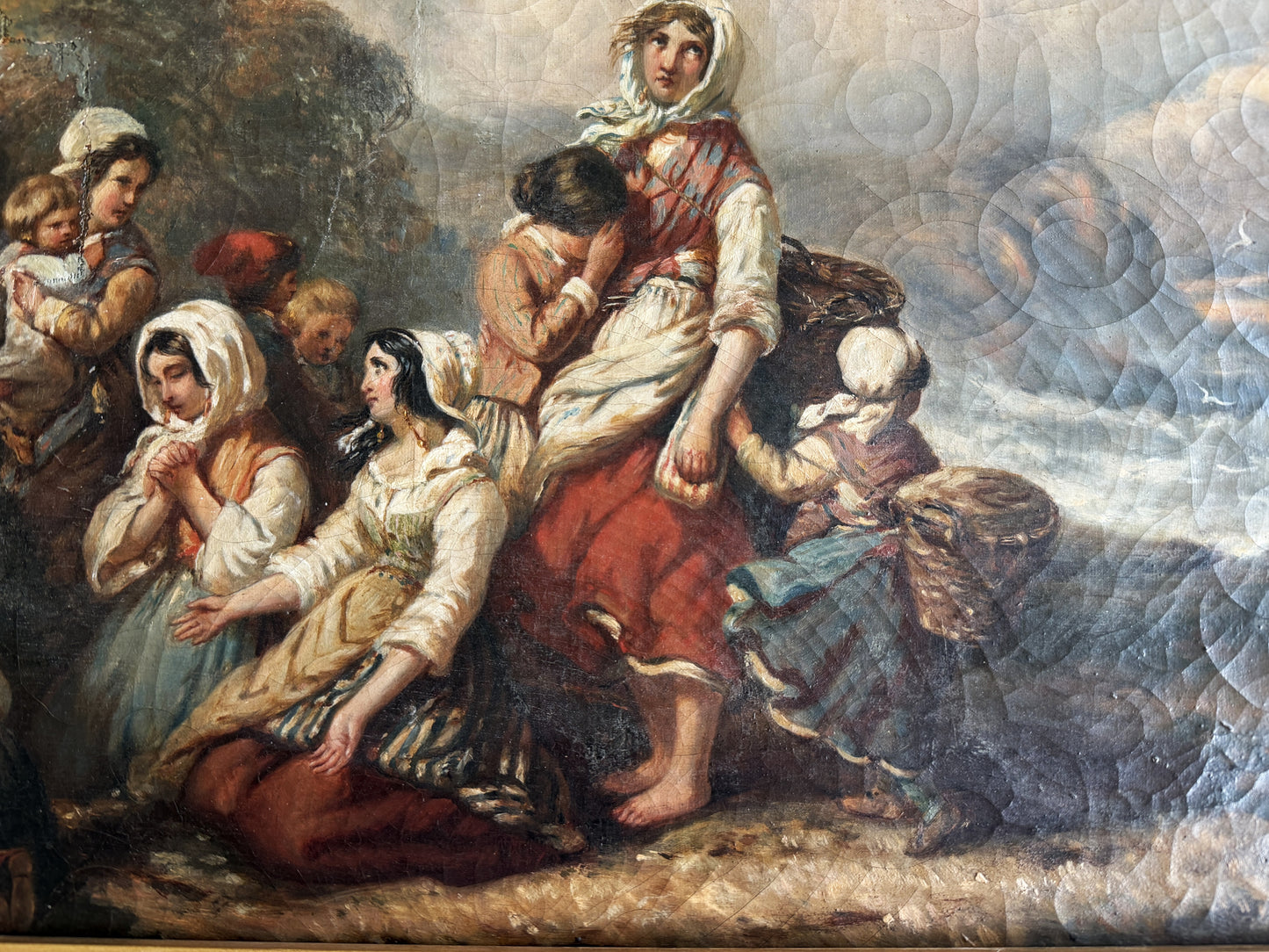 1899 Irma Vauthier Antique Oil Painting European Genre Scene by Gilt Frame