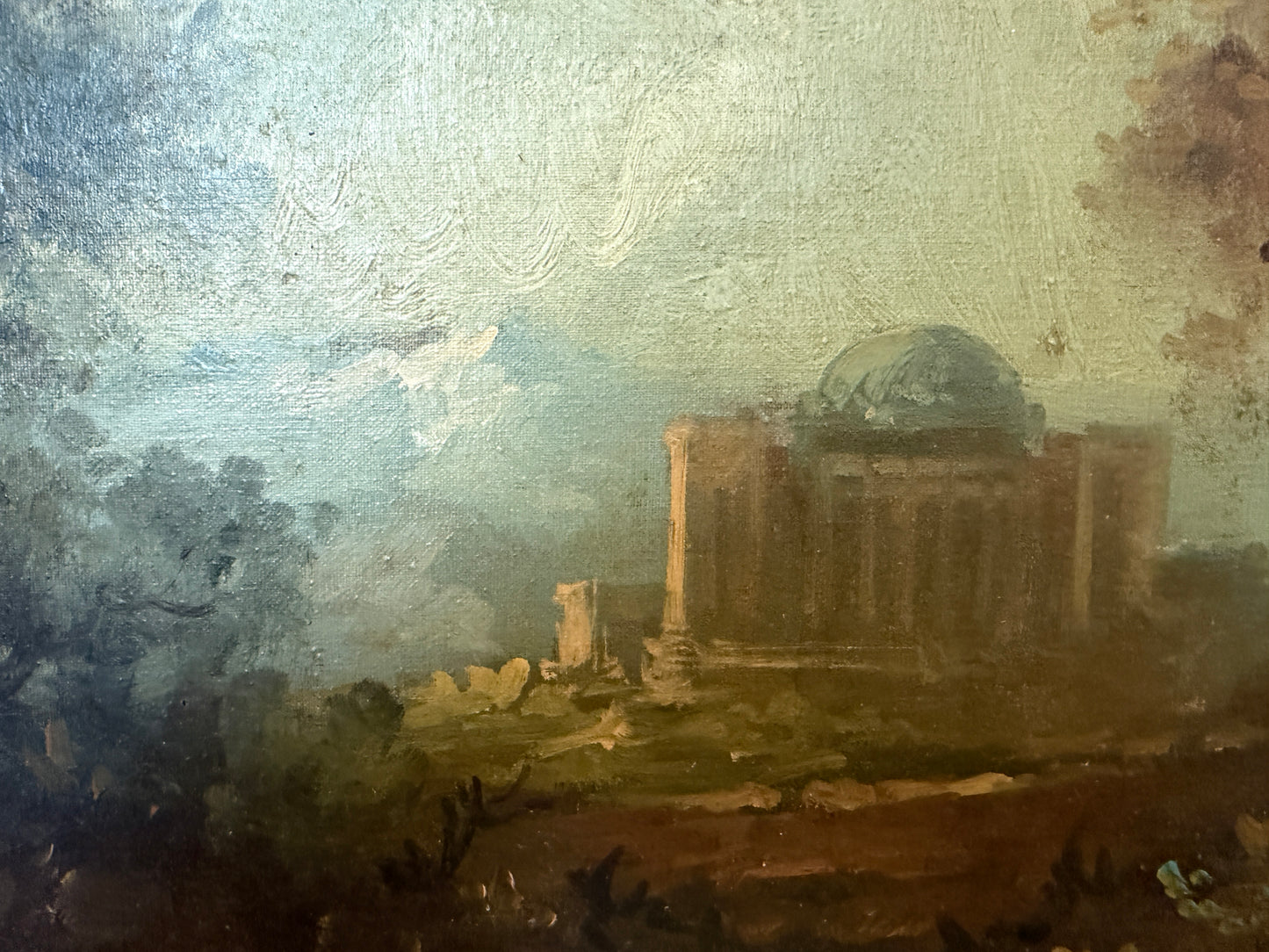 C. Patin Huge Vintage European Cityscape/ Landscape Oil Painting Gilt Frame