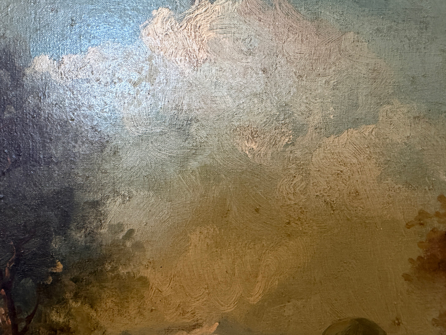 C. Patin Huge Vintage European Cityscape/ Landscape Oil Painting Gilt Frame