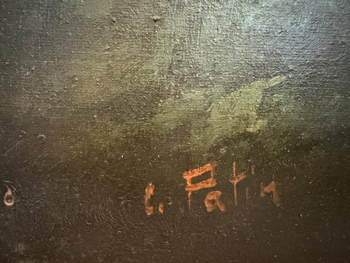 C. Patin Huge Vintage European Cityscape/ Landscape Oil Painting Gilt Frame