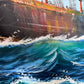 Large Original painting on canvas, seascape, Sailing Ship, signed, Framed