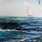 Large Original painting on canvas, seascape, Sailing Ship, signed, Framed