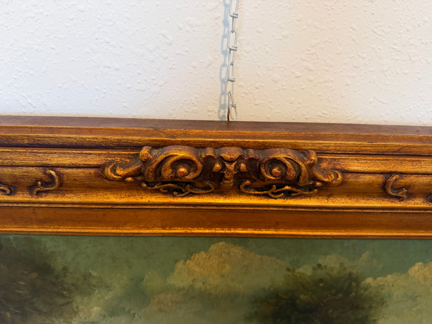 C. Patin Huge Vintage European Cityscape/ Landscape Oil Painting Gilt Frame