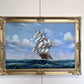 Abrose Large Oil painting on canvas, Seascape, Sailing Ship in the ocean, Framed