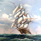 Abrose Large Oil painting on canvas, Seascape, Sailing Ship in the ocean, Framed