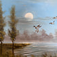 K.Roche Original Signed Oil Painting on Canvas Landscape, Ducks, Framed