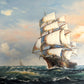 Ambrose Original Oil Painting Tall Ship at Sea Maritime Nautical Ocean Seascape