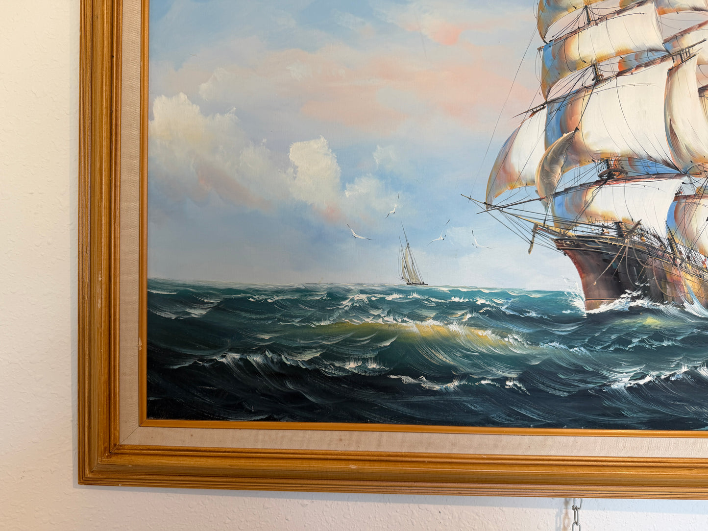 Ambrose Original Oil Painting Tall Ship at Sea Maritime Nautical Ocean Seascape