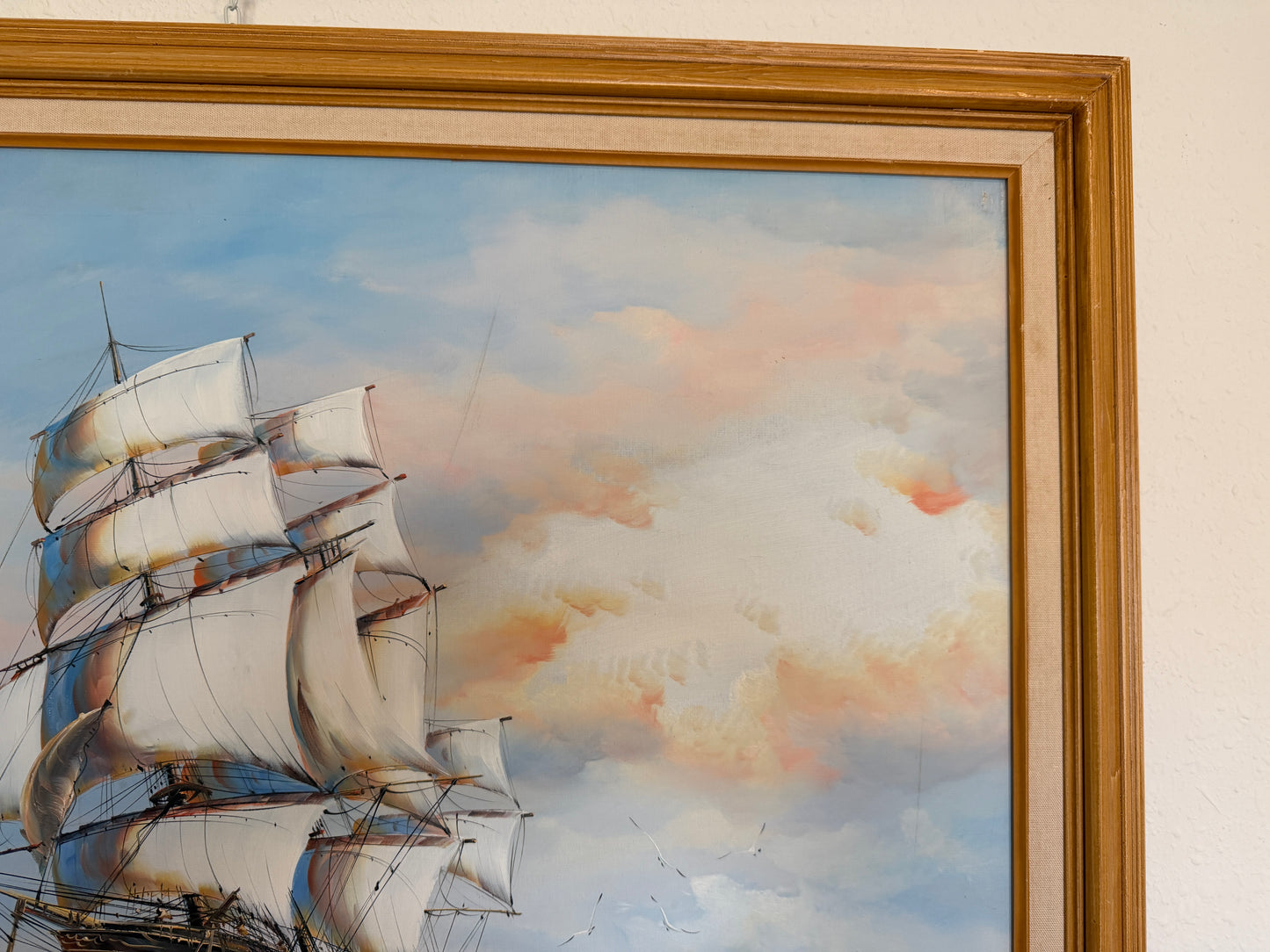 Ambrose Original Oil Painting Tall Ship at Sea Maritime Nautical Ocean Seascape