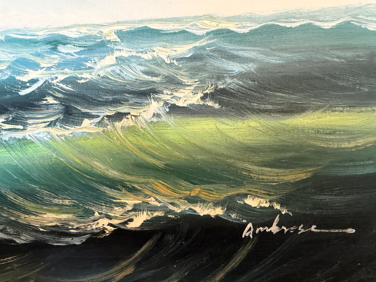 Ambrose Original Oil Painting Tall Ship at Sea Maritime Nautical Ocean Seascape