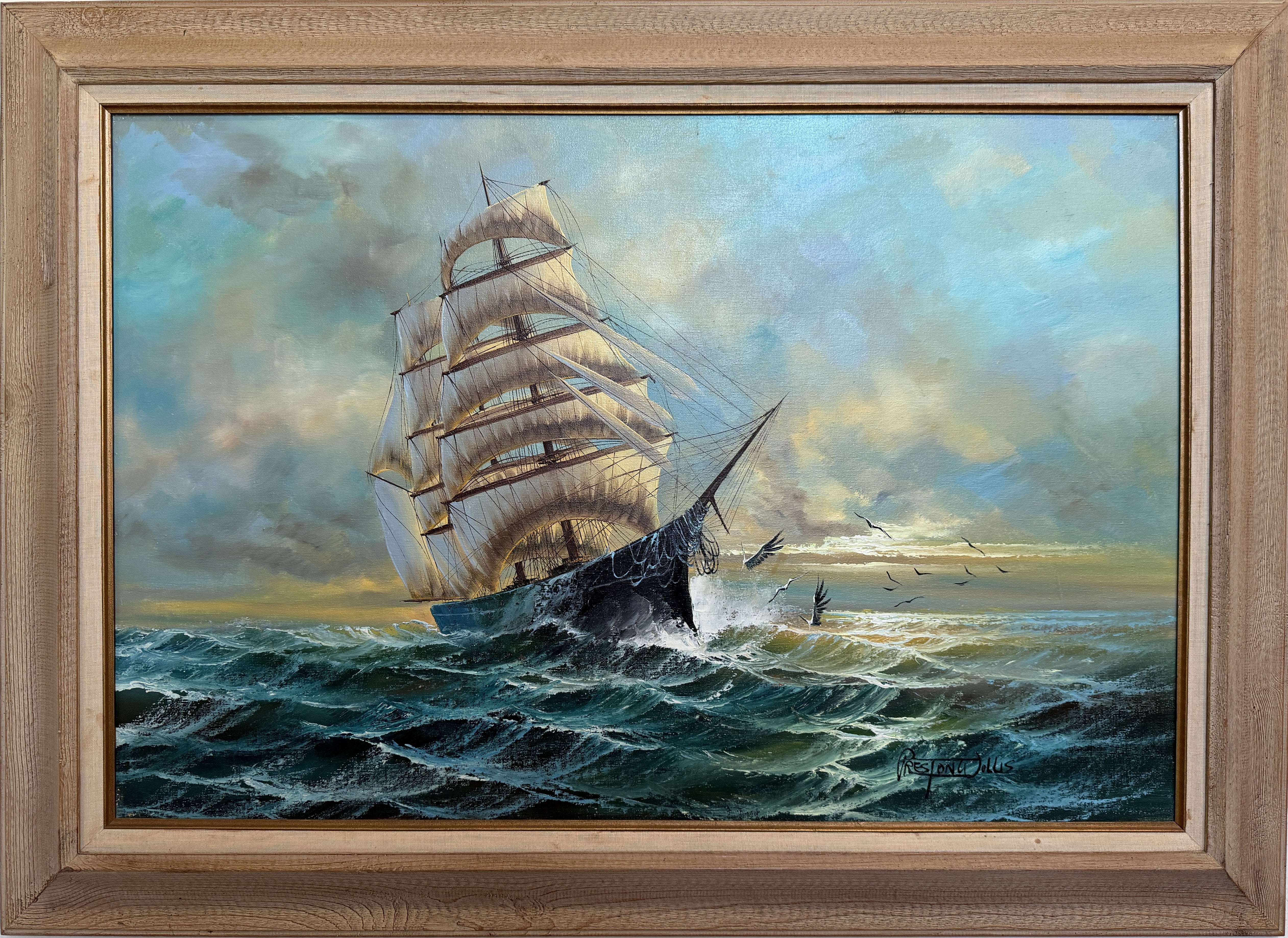 Preston Willis - Marine Oil Painting Tall Ship Nautical Seascape