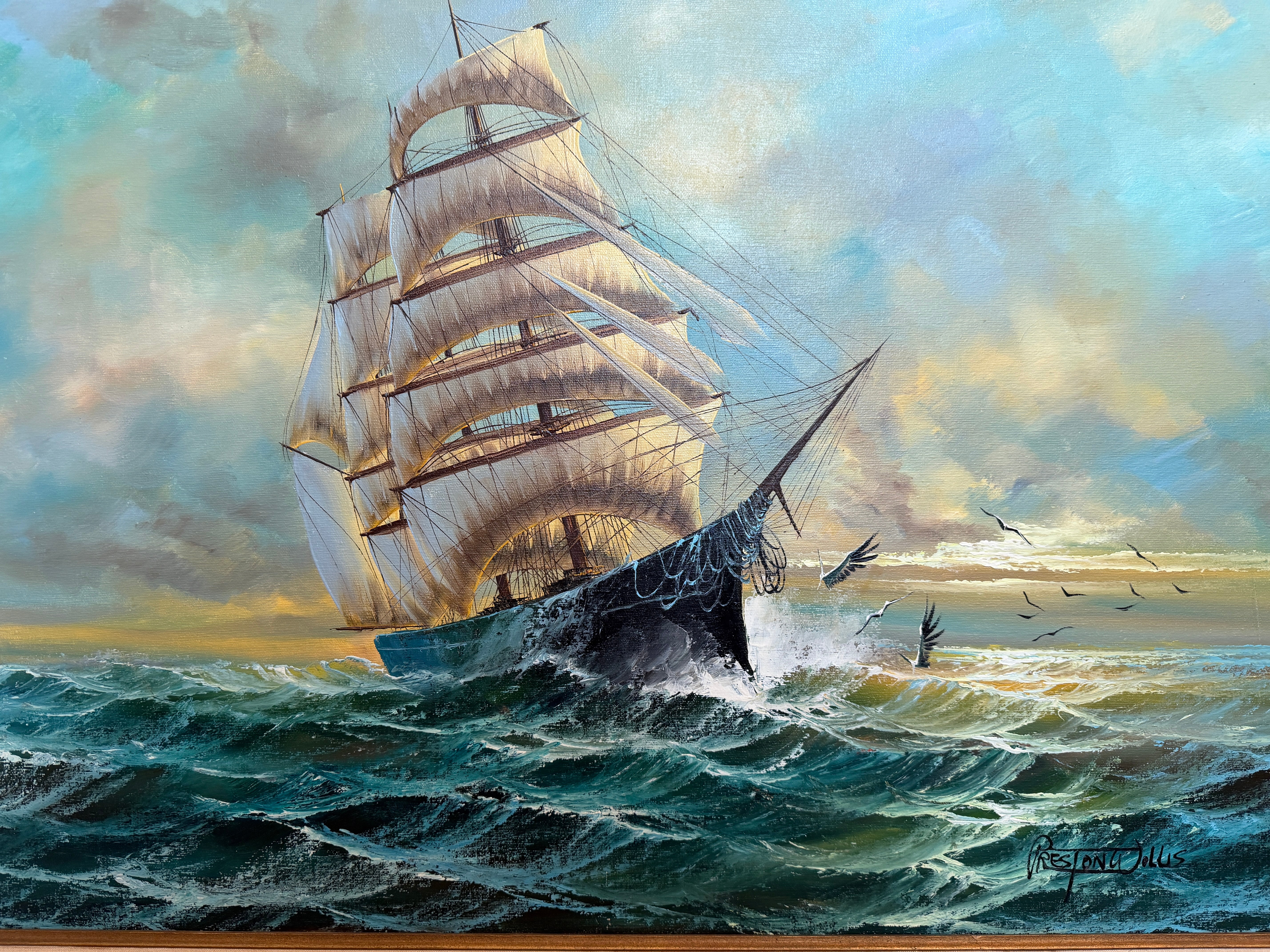 Preston Willis - Marine Oil Painting Tall Ship Nautical Seascape