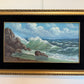 Vintage Original Maritime Oil Painting – Signed, Rocky Coast Waves Seascape