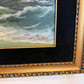 Vintage Original Maritime Oil Painting – Signed, Rocky Coast Waves Seascape